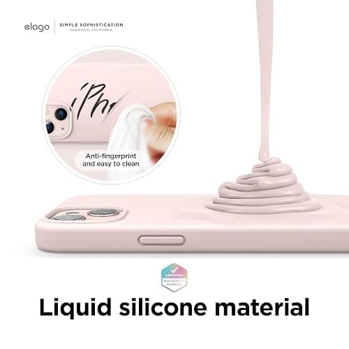 elago Coque Silicone Liquide Compatible avec iPhone 13 (6.1”), Case en Silicone Premium, Étui Protection Complète - Cover Antichoc à 3 Structure, Microfibre Douce Empêche Les Rayures (Rose) thumbnail 3