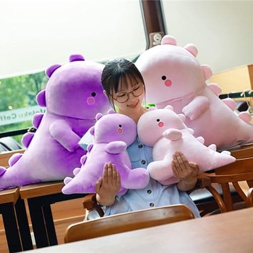 VHYHCY Cute Dinosaur Plush Toys, Fat Dinosaur Stuffed Animals Toys Dolls, Soft Plush Stuffed Animal Dino Plushie, Birthday Gifts for Kids Girl Boys Purple 12 inch thumbnail 5