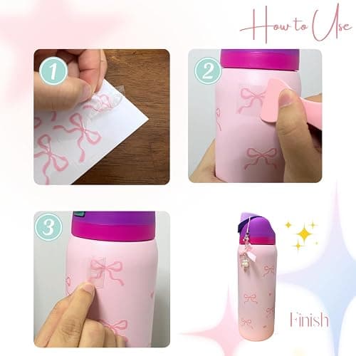 Romukuku Bows Stickers for Custom Owala Accessories, Heart Decals Transfer Stickers for Water Bottles, Bows Pearl Charms for Owala (Pink) thumbnail 7