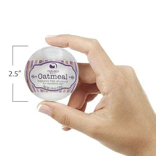 Nature's Beauty Oatmeal Fragrance-Free Bath Bomb Multi-Pack - Natural Hand Crafted, Non-Staining, Luxury Fizzy Spa Bomb, Sooth Dry + Itchy Skin Made w/Almond + Coconut Oil, 4.6 oz (4 Pack) thumbnail 3
