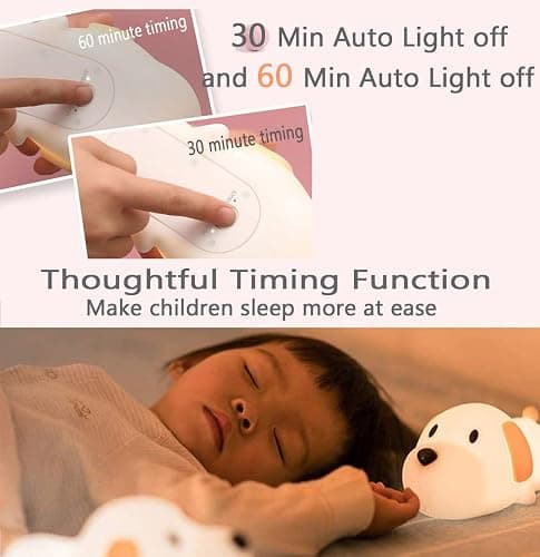 HAPPYBAG Kids Night Light,Cute Soft Silicone Dog Lamp Dimmable Nursery Portable Puppy Kawaii Lamps,Bedside Lamp for Baby and Toddler,Boy Girls thumbnail 4