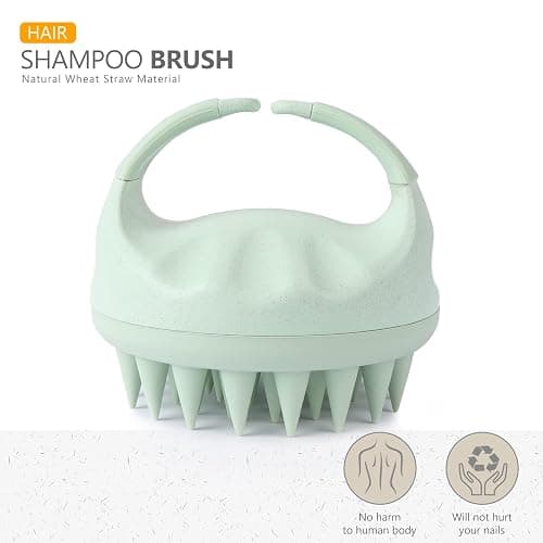 Sndyi Scalp Massager Shampoo Brush, Scalp Scrubber with Soft Silicone Bristles, Scalp Exfoliator for Dandruff Removal, Scalp Massager for Hair Growth, Wet Dry Hair Brush for Scalp Care, Green thumbnail 2