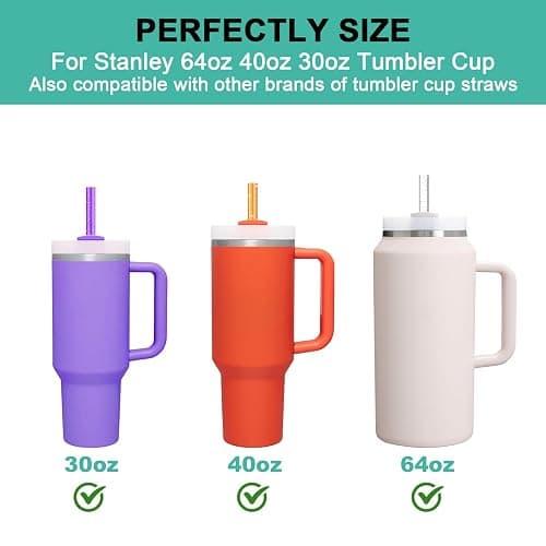 Allwith 12 PCS Replacement Straws for Stanley|Owala|Simple Modern 40oz 30oz Tumbler, Reusable Color Drinking Straws with Cleaning Brush for Stanley Cup Accessorie，BPA Free, Dishwasher Safe - Color Straw-12 pcs - For Stanley Cup 30oz/40oz/64oz thumbnail 3