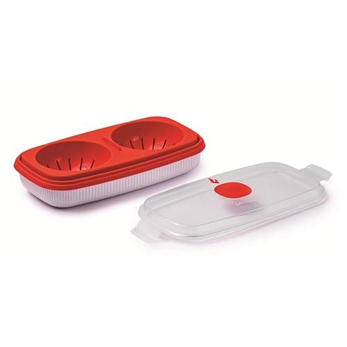 Snips - Microwave EGG POACHER and Omelette Maker - Poached Egg Maker Microwave - 0.75 LT - 24 x 12.5 x 6 cm - Microwave Egg Steamer, White and red - 100% Made in Italy - 0% BPA - Egg Poacher/Omelette Maker thumbnail 4