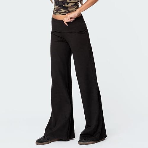 Qmlyev Wide Leg Sweatpants for Women Fold Over Low Rise Flare Yoga Lounge Pants Back to School Clothes for Teen Girls thumbnail 4