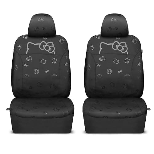 Hello Kitty Car Seat Covers - Cute Front Seat Covers, PU Leather Seat Covers for Cars, SUV, Van, Trucks, Hello Kitty Car Accessories 2pc Black - Black thumbnail 9