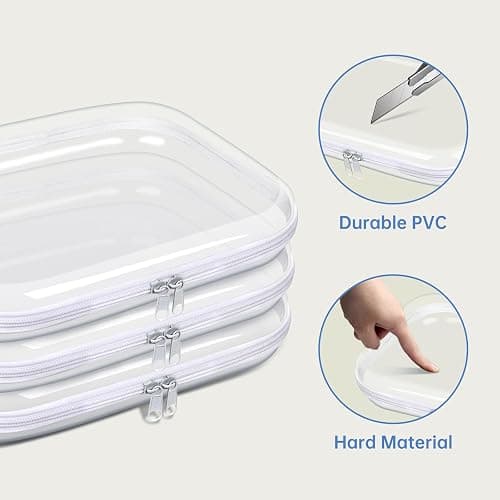 SXS LACONIC Clear Hard Plastic Zipper Case,Transparent Double Zippers Hard Pouch with 3pcs,Portable Travel Organizer Bin for Toy Storage thumbnail 3