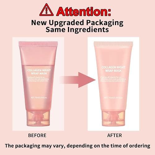 Collagen Night Wrapping Mask Peel-Off Overnight Collagen Face Mask - Deeply Hydrates & Firming & Glowy - Reduce Sagging & Wrinkle For Glowing Skin 2.54 fl.oz with Mask Applicator thumbnail 2