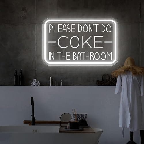 Please Don't Do Coke in The Bathroom Neon Sign for Wall Decor,USB Powered LED Neon Light with Adjustable Brightness,Light Up Sign for Party Decor,Bathroom,Christmas Gifts thumbnail 3
