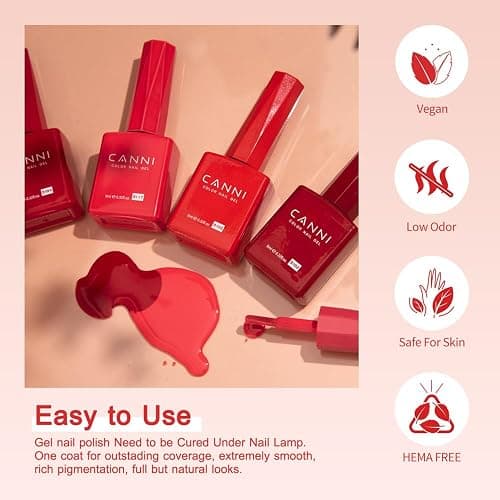 CANNI 30Pcs 9ML Hema-free Gel Nail Polish Set,Dark Red Hot Pink Purple Brown Burgundy Red Jelly Gel Polish Kit Soak Off LED Nail Polish Set Nail Art Starter Manicure Salon DIY at Home thumbnail 5