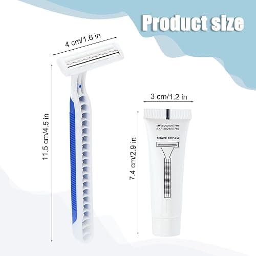 Disposable Razors in Bulk Pack of 120,Blue Disposable Shaving Razors Individual Wrapped Twin Blade Bulk Disposable Razors with Clear Cap and 10g Shaving Cream for Homeless,Hotel,Travel,Charity,Shelter thumbnail 4