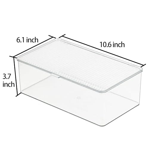ZEXALOR Clear Plastic Storage Bin with Lid, Makeuo Holder, Fridge Organizer, Refrigerator Organizers and Storage, Small Container for Pantry, Office, Dresser, Bathroom, Kitchen, Snack thumbnail 5