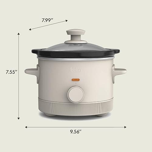 bella 1.5 Qt Slow Cooker with 3 Heat Manual Control, Ceramic Nonstick Coating, Dishwasher Safe Stoneware Pot and Tempered Glass Lid, Tangle Free Cord Wrap & Cool Touch Handles, Oatmilk thumbnail 3