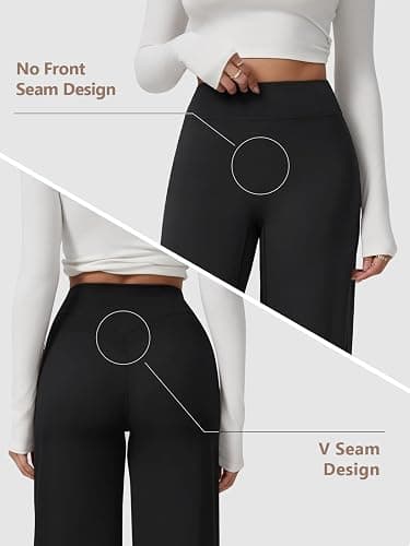 Straight Leg Leggings Women, Butt Lifting High Waisted Wide Leg Yoga Pants, No Front Seam Workout Gym Lounge Pants thumbnail 5