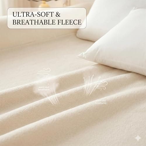 Bordered Bed Sheet with Padded Edges, Sherpa Fleece Bed Sheet with Borders, Soft Bumper Mattress Protector for Cozy Nest Sleep, Non-Slip Deep Pocket Fitted Sheet, Breathable Wrinkle Free (King) thumbnail 3