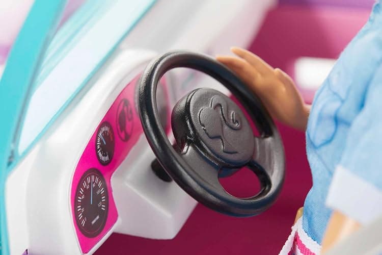 Barbie Toy Car, Doll-Sized SUV, Purple Off-Road Vehicle with 2 Pink Seats & Treaded, Rolling Wheels thumbnail 4