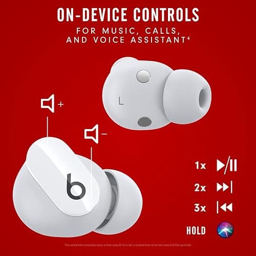 Beats Studio Buds - True Wireless Noise Cancelling Earbuds - Compatible with Apple & Android, Built-in Microphone, IPX4 Rating, Sweat Resistant Earphones, Class 1 Bluetooth Headphones - White thumbnail 4