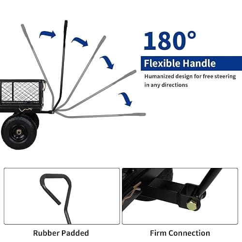 BILT HARD Heavy Duty 880 Lbs Capacity Mesh Steel Garden Cart, 4 Cu.Ft Heavy Duty Garden Cart with 180° Rotating Handle, Removable Sides, All Terrain Wheels, Capacity Utility Steel Wagons for Yard thumbnail 6