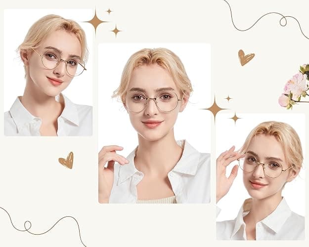 PLAY BLING Big 2-Inch Clear Lens Round Glasses Set of 3 Cosplay Metal Frame Fake Circular Glasses Circle Eyeglasses for Adult Women Men thumbnail 3