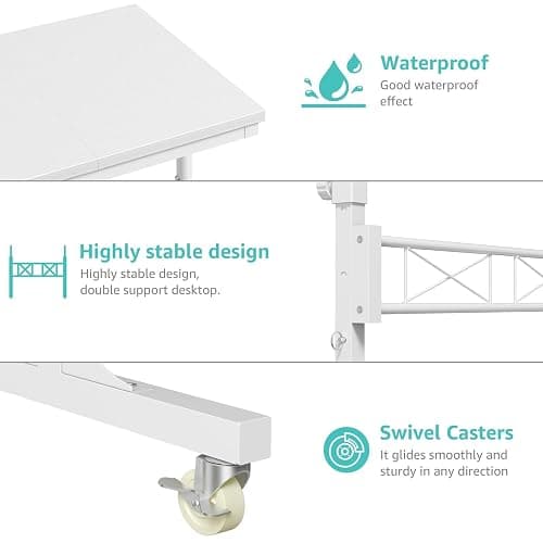 WINAZ Rolling Standing Desk with Wheels, 32" Adjustable Height Small Portable Teacher Desk for Classroom, Mobile Treadmill Walking Pad Table for Laptop, Compact White Home Office Workstation thumbnail 9