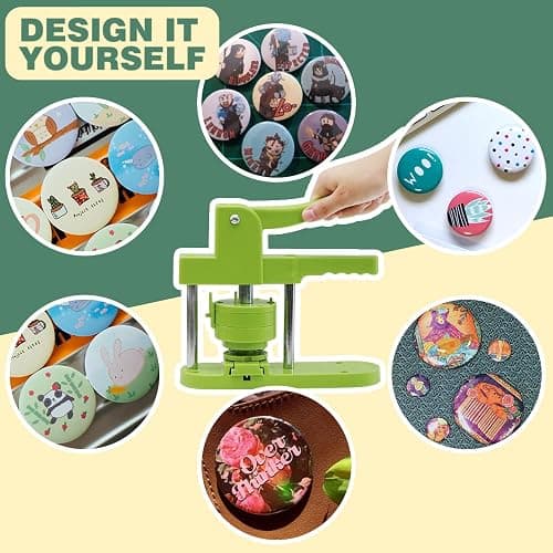 Happizza Button Maker Machine Multiple-Sizes - Pin Maker Machine 1.25 inch+2.25 inch, Interchangeable Button-models Badge Button Press Machine with 200 Sets 32+58mm Button Maker Supplies&Circle Cutter thumbnail 5