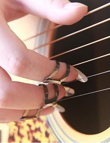 Thumb Finger Picks Plectrum With Plastic Case, SUNLP Stainless Steel Metal Celluloid Guitar thumb finger picks and Free 8pcs 0.46mm Guitar Picks For Mandolin Banjo Harp Thumb Finger Picks thumbnail 7
