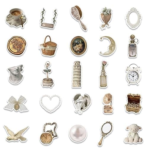 50PCS White Aesthetic VSCO Stickers,Cute Aesthetic Art Coquette Stickers,Waterproof Vinyl Stickers for Laptop,Water Bottles,Computer,Scrapbook thumbnail 6