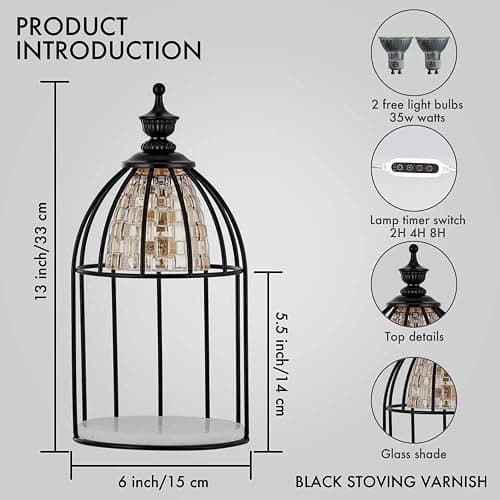 Swokazoe Candle Warmer Lamp for Top-Down Candle Melting, Vintage Aromatherapy Wax Melting lamp,Night Lamp (Black) thumbnail 3