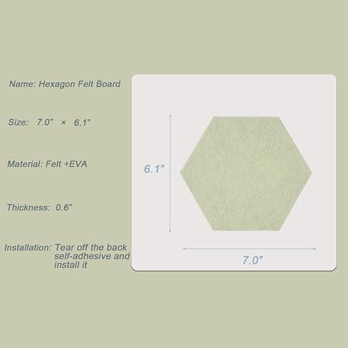 LAJAR 8 Pcs Hexagon Felt Bulletin Board Tiles, Self Adhesive Felt Pin Board Wall Tiles for Photos, Pictures, Memos (Green) thumbnail 3