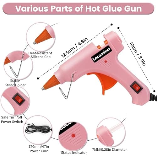 Hot Glue Gun Kit with 30 Glue Sticks, 20W Mini Glue Gun Set (Pink) | Fast Preheating, Compact, Hot Melt Glue Gun Ideal for School Classroom Crafts DIY Arts and Quick Home Repairs thumbnail 2