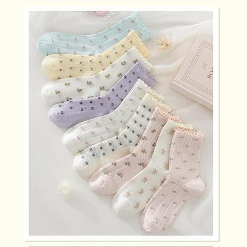 LOUIE SILNA Women Ankle Socks,Sports Breathable Fashion Lace Flash stitching flowers Frilly Ankle Socks thumbnail 5