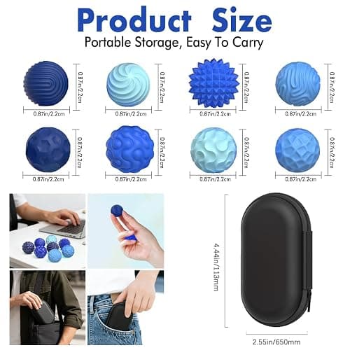 Magnetic Sensory Fidget Balls (8PCS), Weighted Magnet Balls Fidget Toys for Teens Adult ADHD Autism Anxiety, Quiet Stress Relief Office Desk Gadgets, Hand Therapy Sensory Toy Items Gift (Blue) thumbnail 4