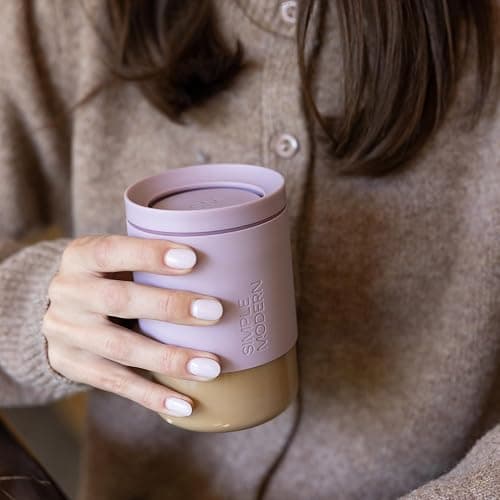Simple Modern Clarity Cup | Glass Coffee Tumbler with 360° Lid and Silicone Sleeve | Iced Cold Brew and Tea Travel Mug | 12oz, Lavender Mist thumbnail 6