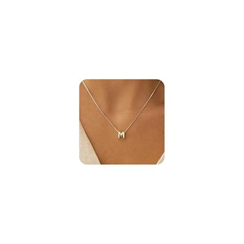 14K Gold Plated Bubble Letter Necklace, Tarnish Free and Waterproof Dainty Initial Necklace for Women, Trendy Personalized Gold Jewelry Gift for Her - Image 1