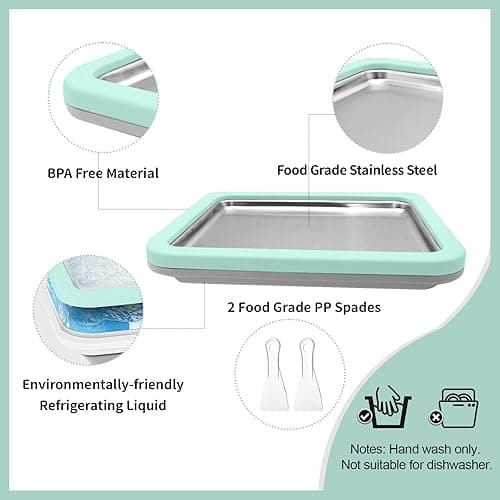 Rolled Ice Cream Maker, Instant Ice Cream Maker, Instant Gelato Pan/Roll, Homemade DIY for Fun Parent-Child Activities Families Mint Green - Mint Green thumbnail 4