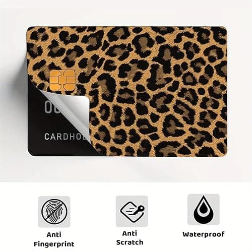 TUCEWP Credit Card Skin Stickers 4Pcs Leopard Print Debit Card Skin Stickers Removable Waterproof PVC Decal Cover Set for Transportation Key Debit Bus Cards Pink Grey Black Cheetah ID Cover for Women thumbnail 4