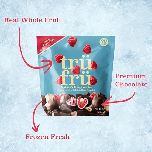 Tru Fru Nature's Raspberries Frozen Fresh In White & Dark Chocolate, 8 Ounce Bag thumbnail 4