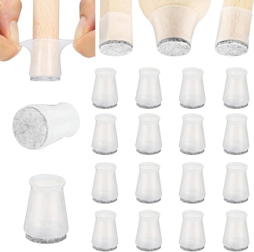 Aneaseit Chair Leg Floor Protectors - 16 pcs Clear - Felt Bottom Silicone Pads - Floor Protectors for Chairs - Rubber Caps for Hardwood Floors - Furniture Feet Sliders - X-Small - Image 1