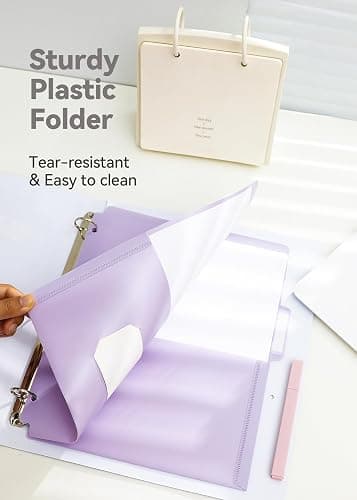 SortRax Plastic Folders with Pockets, 3 Hole Punched for 3 Ring Binder, 1/3 Cut Index Tabs for Quick Find, Pastel 6 Pack, Letter Size for School, Colorful Labels thumbnail 4