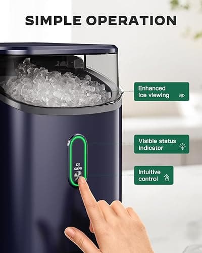 Silonn Nugget Ice Maker Countertop, Pebble Ice Maker with Crushed Ice, One-Click Operation Ice Machine with Self-Cleaning, 33lbs/24H for Home, Kitchen, Office, Blue thumbnail 3