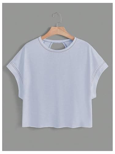 SOLY HUX Women Open Back Tops Workout Backless Tee Casual Athletic Shirts Short Sleeve Oversized Gym T Shirt thumbnail 2