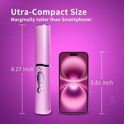Madodioss Mini Cordless Hair Straightener and Curler 2 in 1 with Dual Voltage for Travel, Small Titanium Flat Iron for Short Hair, Portable, USB-C Rechargeable, Fast Heating, 5000mAh Battery, 3 Temp Settings (Shocking Pink) thumbnail 6
