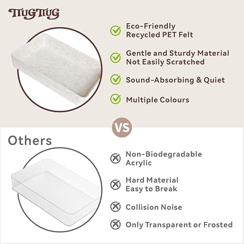 TTUGTTUG 8-Piece Felt Drawer Organizer Set in 4-Sizes, Made from Eco-Friendly Material for Vanity, Makeup, Desk, Office, Kitchen, and Nightstand, Oatmeal thumbnail 6