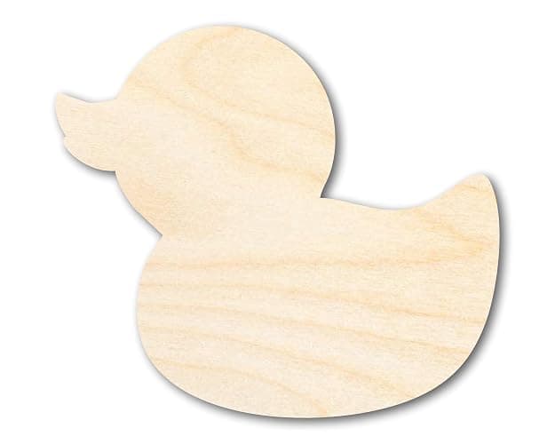 Unfinished Wood Cute Rubber Duck Shape | DIY Craft Cutout | up to 46" DIY 3" / 1/2" - Image 1