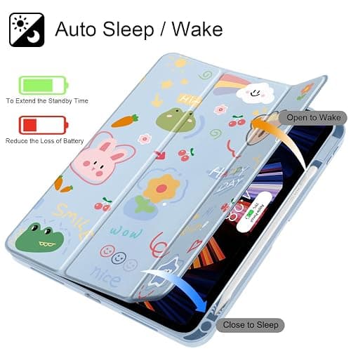 May Chen for iPad (A16) 11th Generation Case 11 Inch 2025, iPad 10th Gen Case 2022 10.9 inch, Built-in Pencil Holder with Shockproof Clear Transparent Back Shell Auto Wake/Sleep, Cartoon Stick Figure thumbnail 3