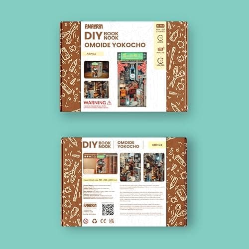 Anavrin Book Nook Kit Omoide Yokocho – DIY 3D Wooden Booknook for Adults, Teens and Book Lovers, Bookshelf Insert Library Decor, Creative Gift for Family, Friends, and Elderly thumbnail 9