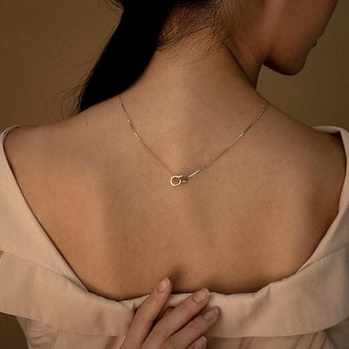 NUZON Sunburst Heart / 2-Tone Interlocking/CZ Evil Eye/Single Pearl/Love Heart Pendant Necklace for Women 18K Gold Chain Necklace Protection Prayer Faith Jewelry thumbnail 3
