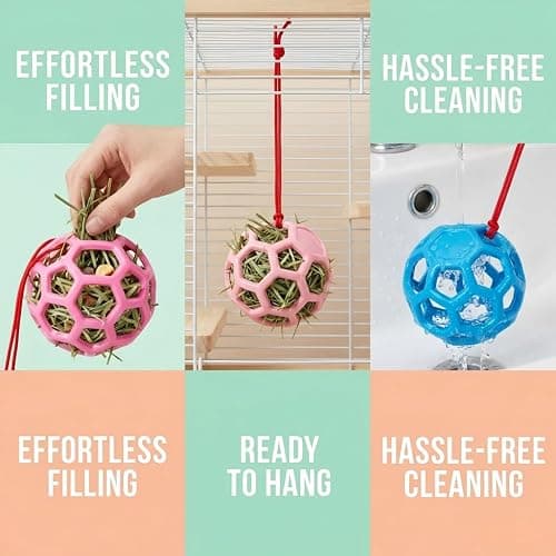 DAFORERAL Farm Stall Hanging Feeder Toy Ball for Horses, Goats, Sheep – Durable TPR Feeding Ball, Hay Feeder for Animal Enrichment, Stretch-Resistant Design (Pink) thumbnail 4