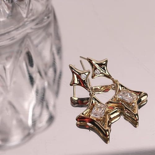 Sonateomber Star Drop Dangle Earrings for Women Trendy Unique Sparkly Rhinestone Stud Fashion Jewelry Gift thumbnail 3