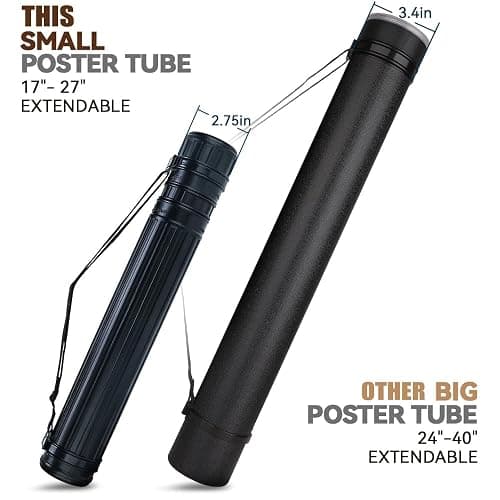 TRANSON Small Poster Tube Storage 17“ to 27” Extendable for Documents Blueprints Artworks Scrolls thumbnail 5
